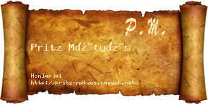Pritz Mátyás névjegykártya